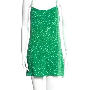 Reformation Green Polka Dot Mini Dress